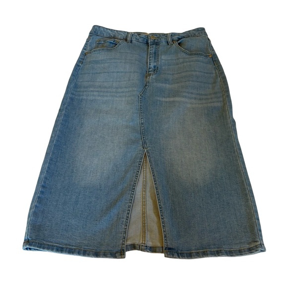 Denim A-Line Midi Stretch Skirt Size 10 Great Pre-Loved Condition - Picture 9 of 11